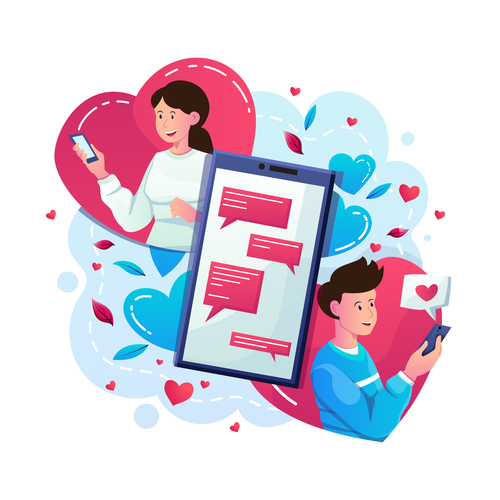 Online dating on valentines day illustration vector