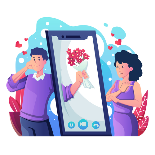 Online dating on valentines day vector