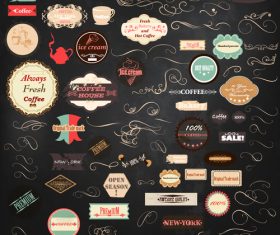 Ornaments and labels collection vector