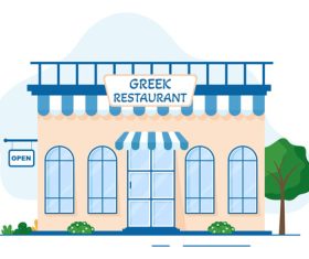Outdoor scene greek restaurant vector