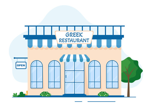 Outdoor scene greek restaurant vector