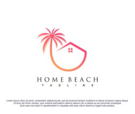 Palm home logo design vector