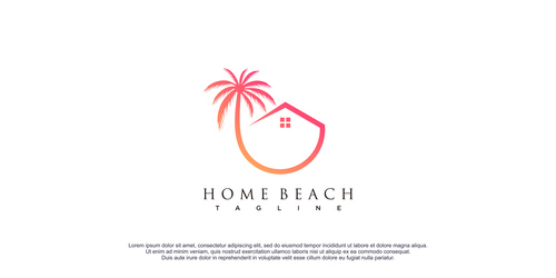 Palm home logo design vector