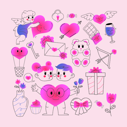 Pink gradient valentine day illustration vector