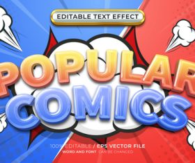 Popular comics 3d editable text effect vector