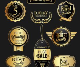Premium quality golden badges vector