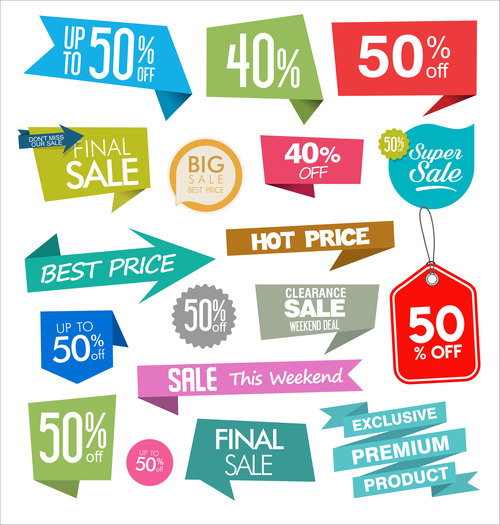 Price tag modern colorful collection vector