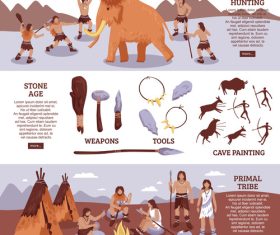 Primal tribe people banners set vector