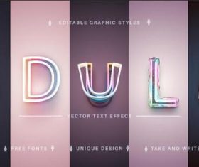 Rainbow editable text effects font styles vector