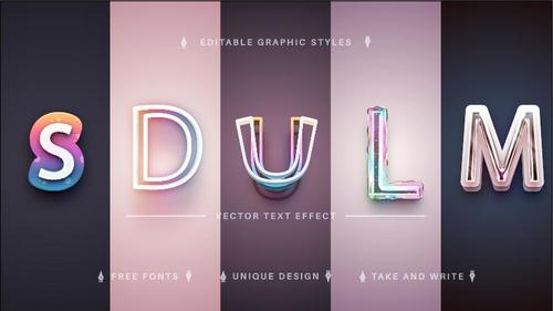 Rainbow editable text effects font styles vector