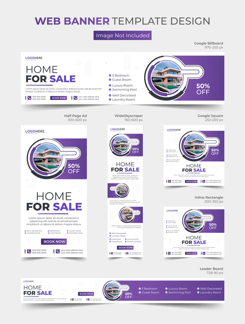 Real estate house web ads vector