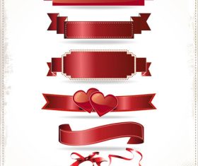 Red ribbons and labels vector