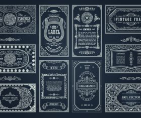 Retro cards and calligraphic frames design vector