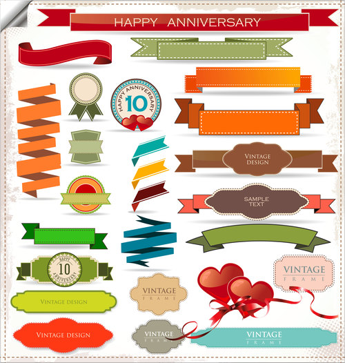 Retro ribbons and labels vector