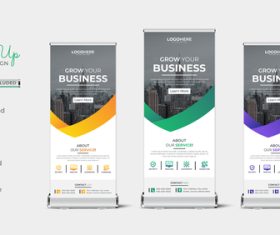 Roll up geometric corporate business banner vector