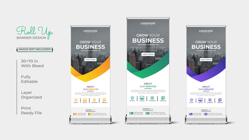 Roll up geometric corporate business banner vector