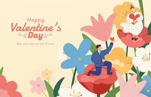 Romantic proposal illustration on Valentines Day vector