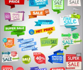 Sale origami banners and labels vector