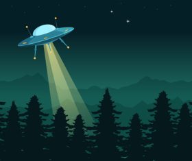 Scan forest UFO illustration vector