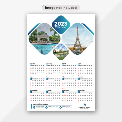 Scenery background 2023 calendar vector