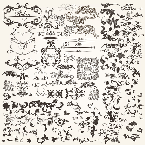 Set of calligraphic design elements vector