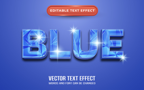 Shiny blue editable text effect vector