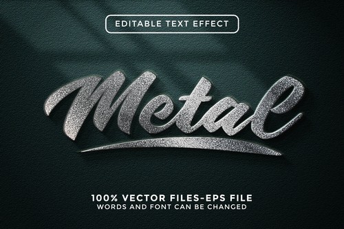 Silver font editable text effect vector