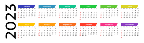 Simple 2023 color calendar design vector