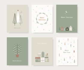 Simple hand drawn christmas greeting cards vector