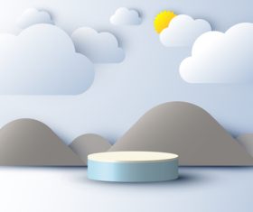 Sky silhouette background and platform base vector