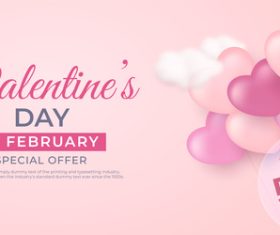 Social media website with sweet hearts balloons valentines day sale vector