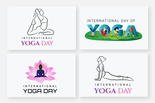 Sports logo international yoga day vector