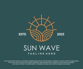 Sun wave logo design vector