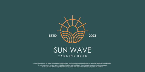 Sun wave logo design vector
