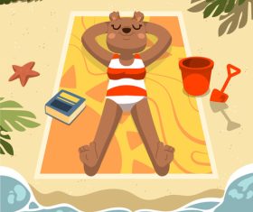 Sunlight bath bear vector