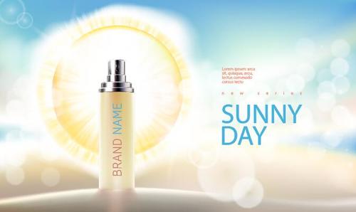 Sunscreen cosmetics advertising poster vector