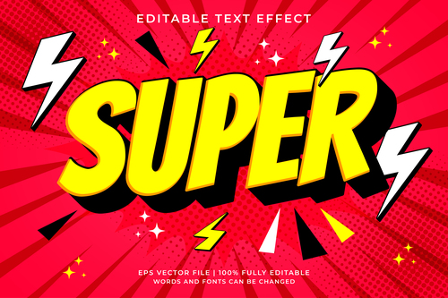 Super comic cartoon text style vector