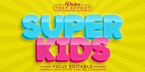Super kids text effect vector