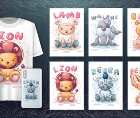 T-shirt animals design vectorar