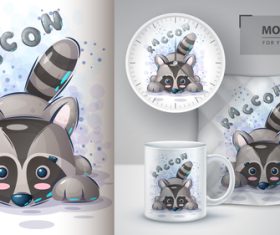 Teddy raccoon illustration and merchandising vector