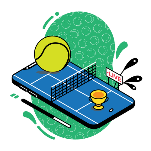 Tennis live sport streaming mobile app vector