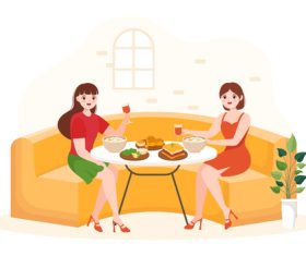 The best friend vector who dined at restaurant