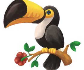 Toucan bird watercolor art vector