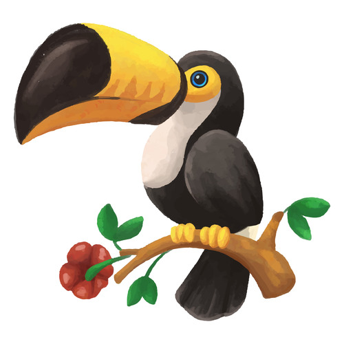 Toucan bird watercolor art vector
