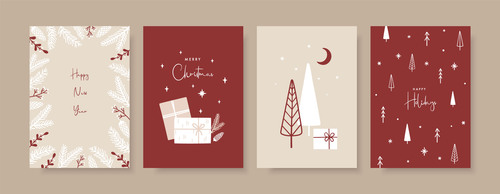 Trendy templates greeting cards scandinavian style vector