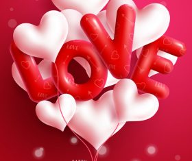 Valentine day background with hearts balloons vector