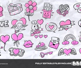 Valentine day doodle vector