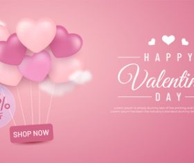 Valentines day sale promo background with 3d love background vector