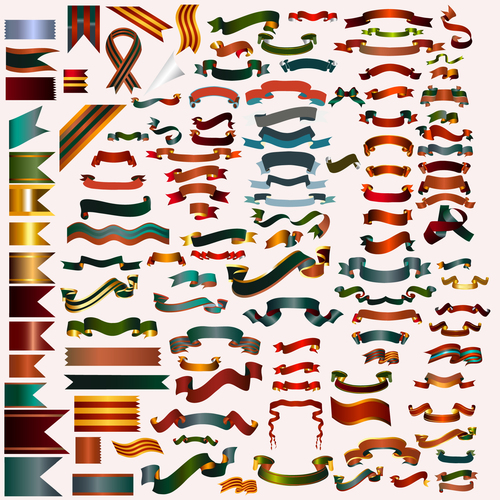 Vector coloured ribbons collections
