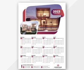 Villa Background 2023 calendar vector